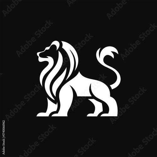 Bold lion logo vector on black, perfect for tribal artwork, premium product branding, and wildlife-inspired corporate identity.