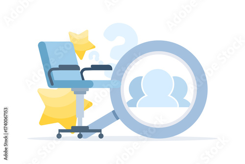 Vector illustration of recruitment and hiring process. selecting the best job candidate represent human resource management, employee selection, and professional career opportunity.