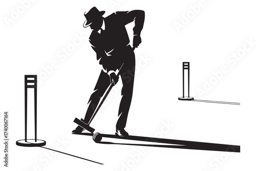 Croquet Player Silhouette. Vector Black silhouettes. with white background
