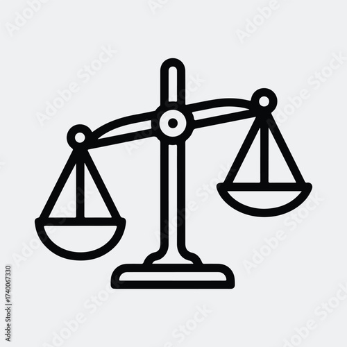 Silhouette justice scale balance law court legal line art vector illustration