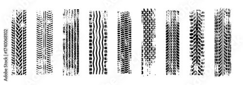 Grunge dirty style tire marks in vector design