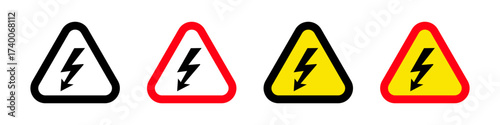 Flat vector symbols of electrical danger and high voltage signs