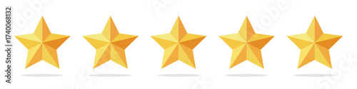 Flat yellow stars for rating and review vector designs