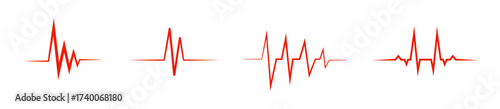 Heartbeat lines in red vector illustration collection