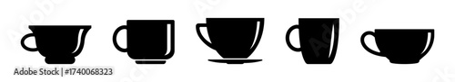Cup of beverage flat vector icon set