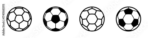 Football ball flat and outline vector icon set