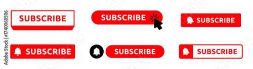 Subscribe button flat vector social media icon set