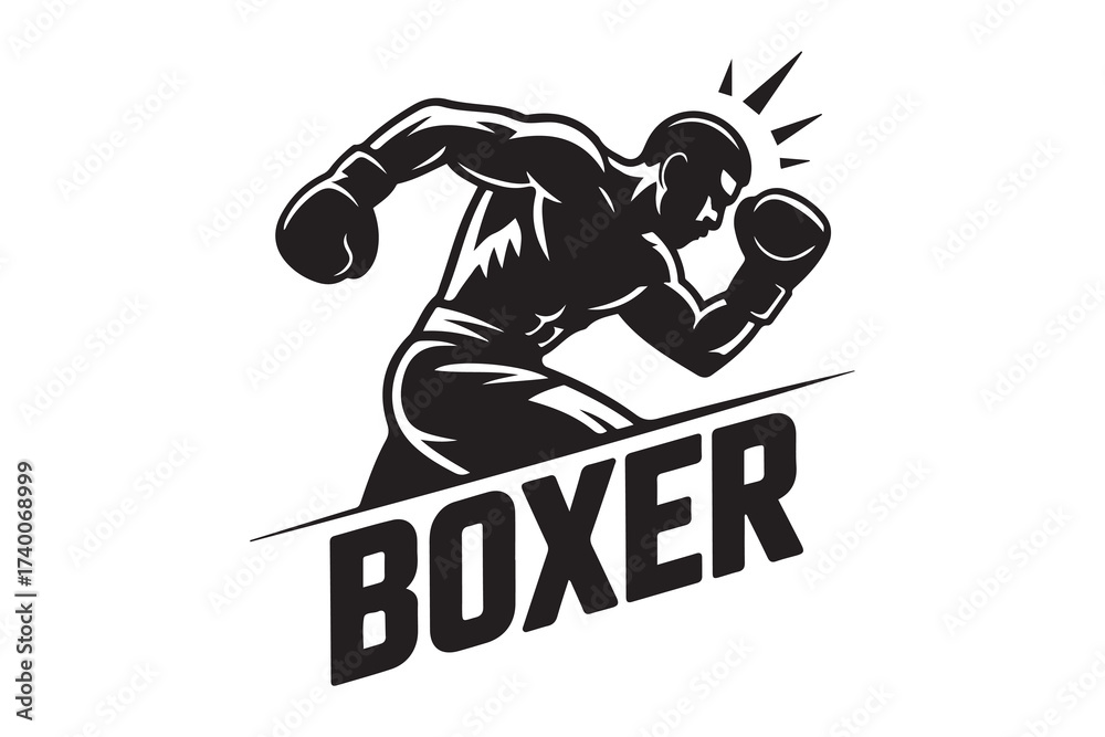 Fototapeta premium Boxer Silhouette. Vector Black silhouettes. with white background