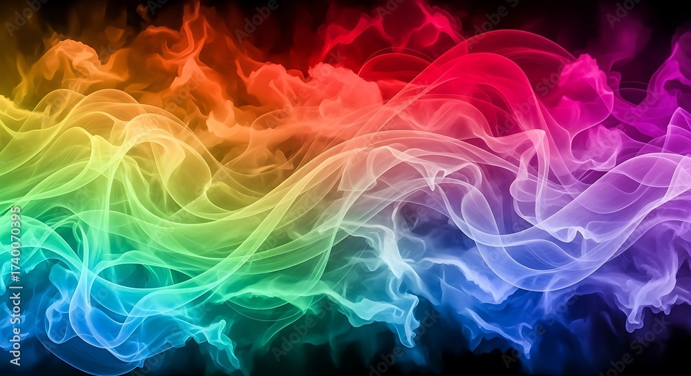 Fototapeta premium Vibrant Rainbow Smoke Abstract Background With Swirling Colors And Light Effects