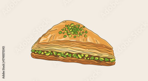 Delicious Flaky Phyllo Dough Pastry With Pistachios and Honey Drizzle
