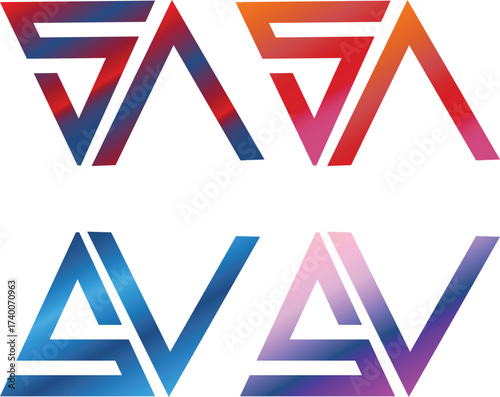 Colorful SA Logo Geometric Abstract,  Modern Triangle Texture Art
