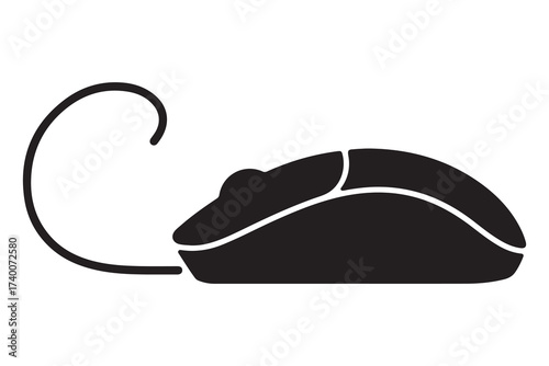 Silhouette of a computer mouse. Vector Black silhouettes. with white background