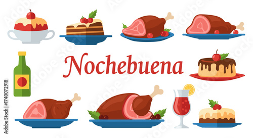 Traditional Nochebuena Feast Foods and Drinks