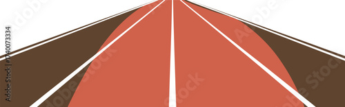 Road with vanishing point perspective isolated on white background
