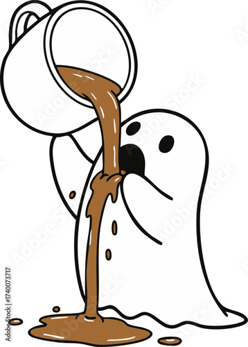 Over-Caffeinated Ghost Gulping Down All the Coffee