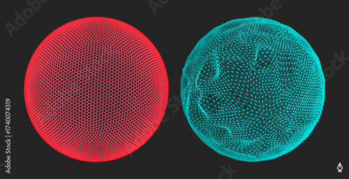 Sphere. Grid structure. Global digital connections. Technology style. 3D illustration for brochure, poster, card, presentation, flyer or banner.