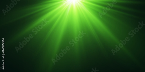Shiny green light effect of rays and flash.