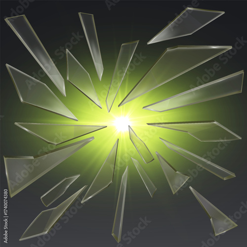 An explosion of glass and fragments, a flash of light and energy.