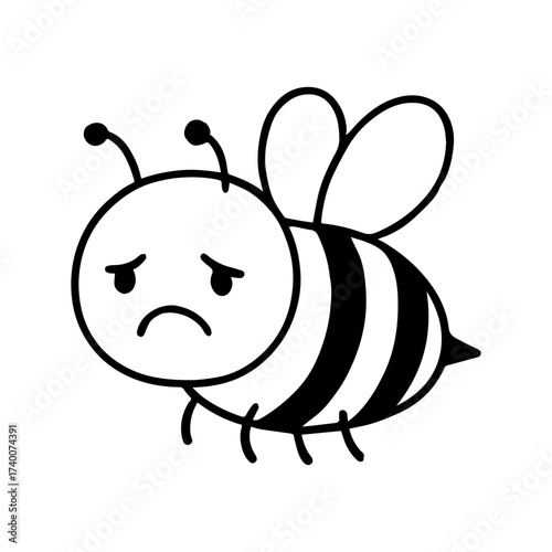 vector line icon sad bee on a white background
Vector animal character emotion, including joy and sadness