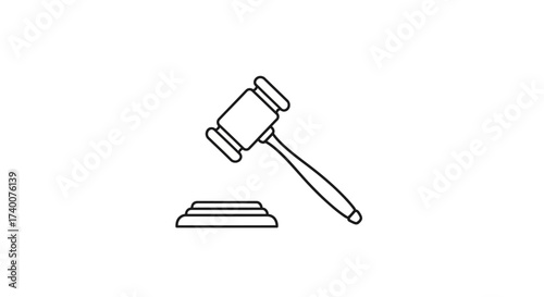 Minimalist illustration of a gavel symbolising justice law and legal proceedings