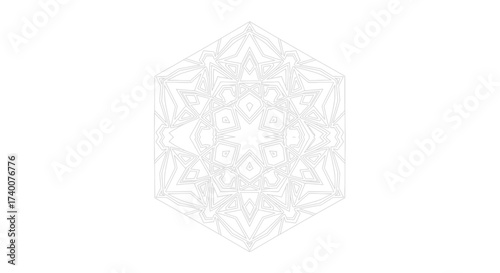 Intricate symmetrical design within hexagon shape evoking abstract artistry and elegance