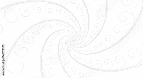Elegant and subtle white spiral design with delicate swirls and curls creating a hypnotic pattern