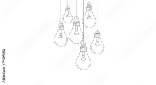 Elegant light bulbs hanging from the ceiling create a bright and creative atmosphere