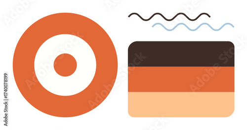 Concentric circles, layered horizontal bands, and wavy lines suggest focus, balance, and rhythm. Ideal for creativity, balance, mindfulness, artistic inspiration simplicity design innovation