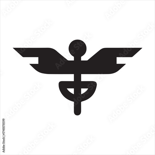 Caduceus of Hermes Healthcare Flat Icon for Medical and Health Apps – Vector Design