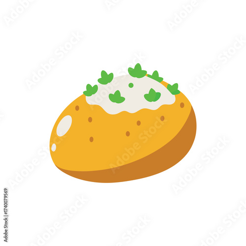 Fresh potato with green sprouts flat design vector illustration