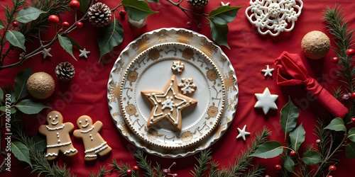 christmas decoration on wooden background