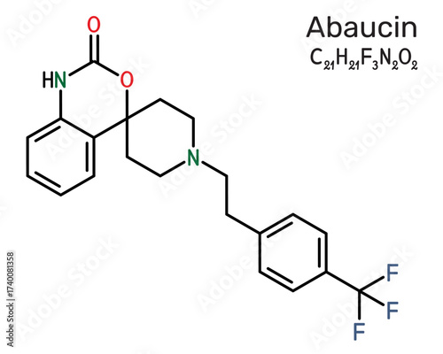 Abaucin molecule. Narrow-spectrum antibiotic targeting Acinetobacter baumannii. Vector illustration