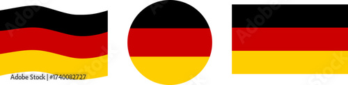 Set of three illustrations showing the German flag in the form of a wave, a circle, and a straight line, representing the country of Germany and highlighting its national identity Free Download Set of three illustrations showing the German flag in the form of a wave, a circle, and a straight line, representing the country of Germany and highlighting its national identity - GFXLoad