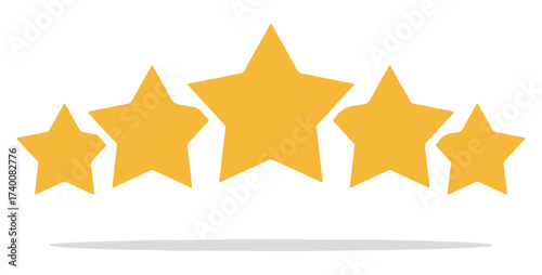 Five-Star Rating Icon – Stylized Horizontal Review Graphic for Feedback, Quality, and UI Design