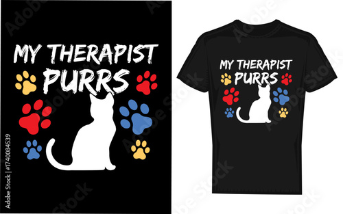 Funny cat mom cat dad cat lover therapy silhouette design for t shirts and gifts