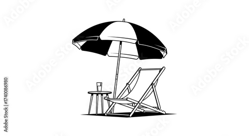 Vector art of beach scene silhouette, perfect for summer designs