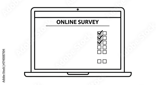 Vector art of online survey form on a laptop screen