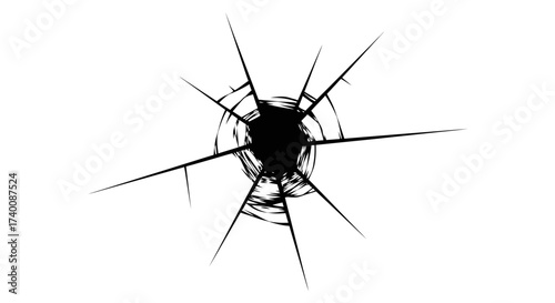 Vector art of bullet hole in glass illustration