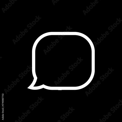 Simple white speech bubble outline on a black background