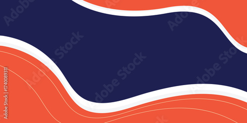 Background waves shapes and lines. Geometric memphis banner. Orange and blue colors. Business and promotion template