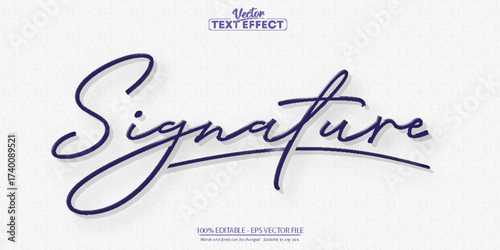 Elegant handwritten signature text effect design with smooth calligraphy style for professional branding and identity creation