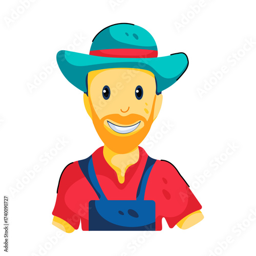 Smiling Farmer Character Illustration