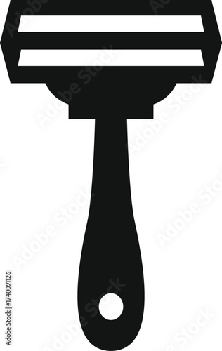 Simple black silhouette icon of a modern razor with multiple blades for shaving and grooming