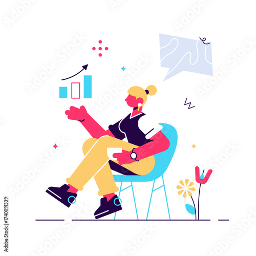 Happy family fun cartoon illustration vector drawing of a couple, child, and boy sledding
