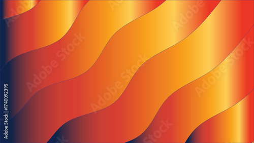 Abstract flowing orange and yellow wave vector background illustration with curves and light