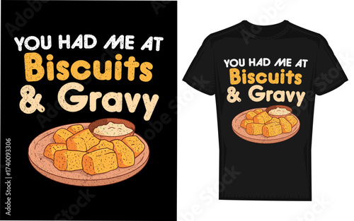 Whimsical silhouette illustration of biscuits and gravy a classic comfort food dish presented in a fun and stylized artistic representation