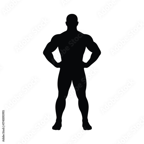 Silhouette of a muscular man standing confidently
