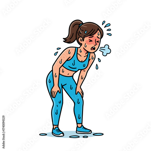 Simple Vector Illustration of a Sweating Person