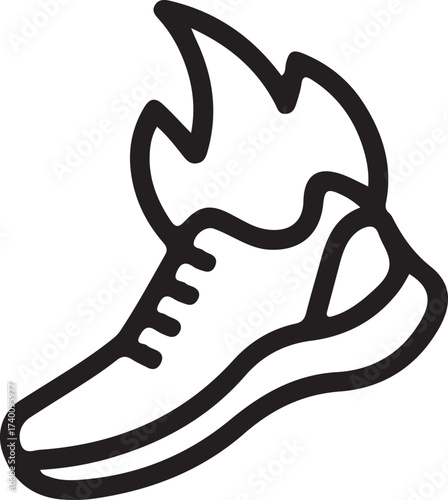 Dynamic running shoe design symbolizing speed power and athletic performance with fiery accent