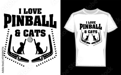 Funny i love pinball cats cool arcade machine kitty silhouette banner advertisement